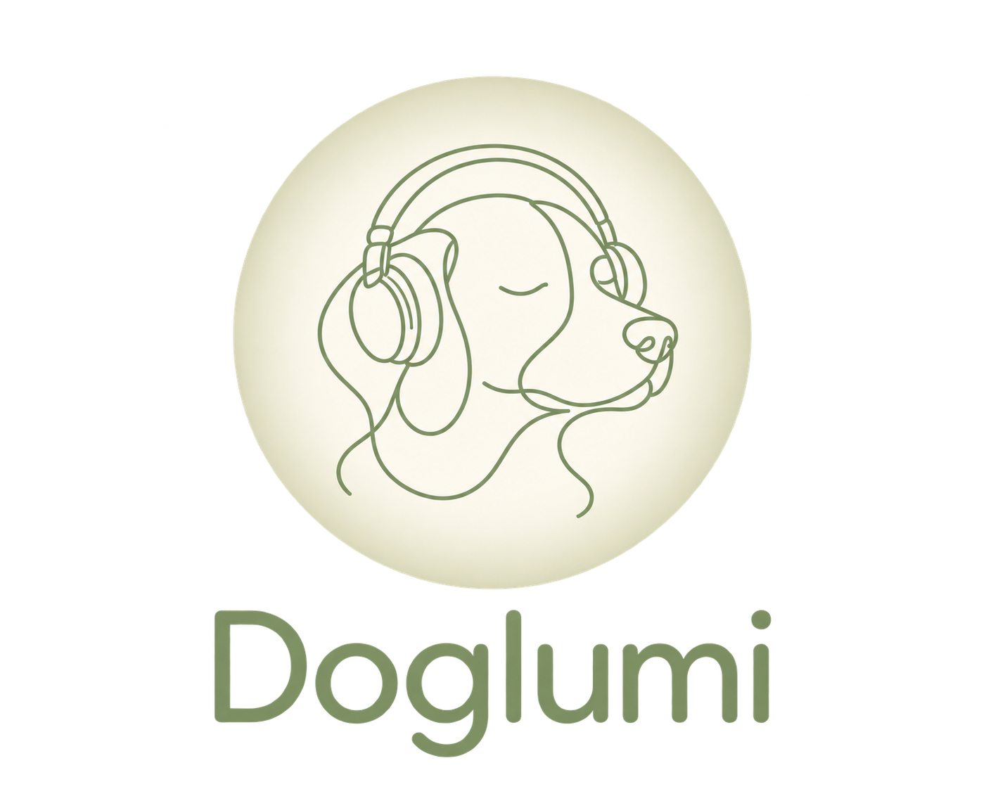 Doglumi — a peaceful dog wearing headphones
